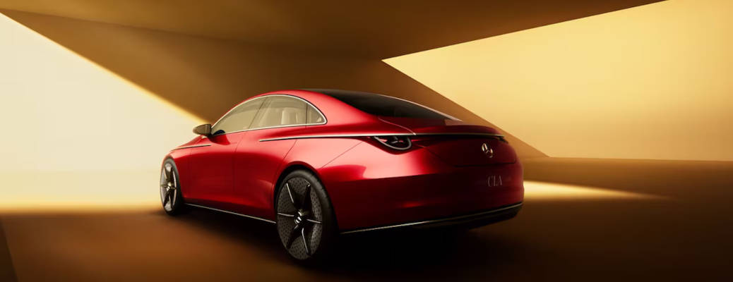 A rear exterior view of the Concept CLA-Class from Mercedes-Benz