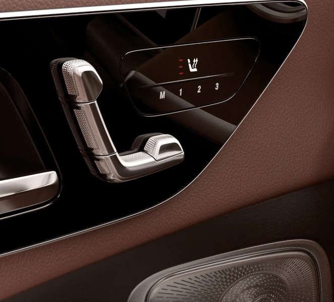 The high-tech seat controls in the 2026 GLC SUV