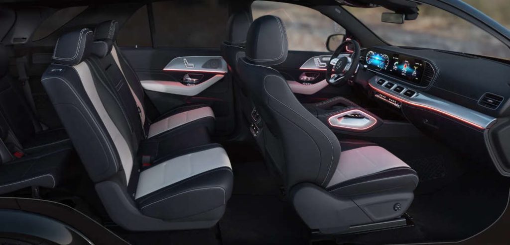 The comfortable interior of the GLE 53 4MATIC+ SUV makes its off-roading capabilities smooth for passengers and drivers alike