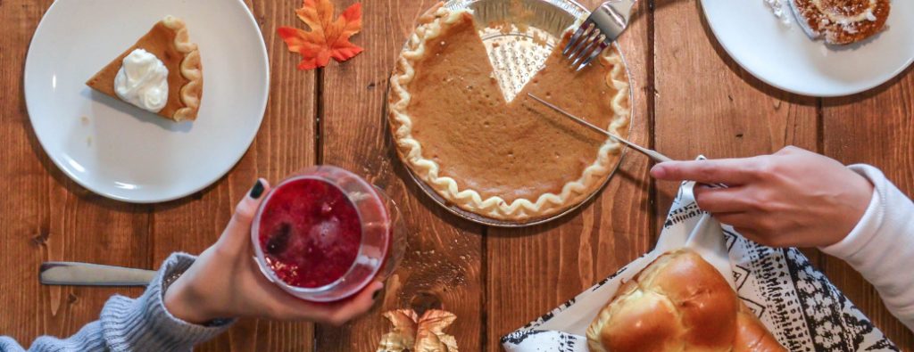 People enjoying the dessert course of a nice Thanksgiving dinner out in Scottsdale, AZ
