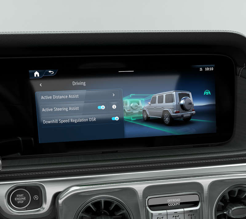 The MBUX infotainment system in the 2026 G-Class Mercedes