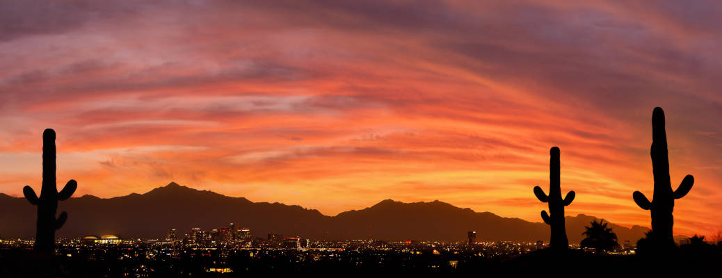 A vibrant sunset over Phoenix Arizona