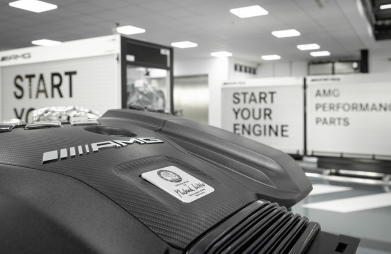 close up of a Mercedes-Benz inline-4 cylinder engine