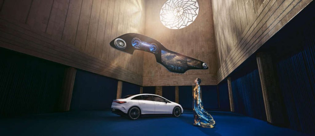 A graphic representing the mystical quality of the MBUX experience with biometric authorization