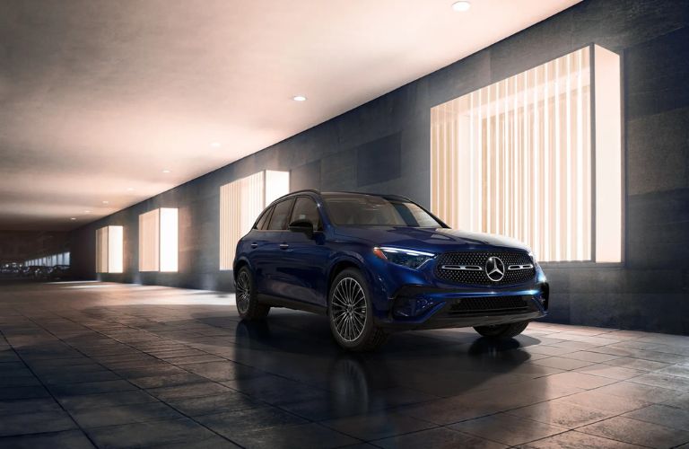 Front-quarter view of the 2026 Mercedes-Benz GLC 300 SUV Blue