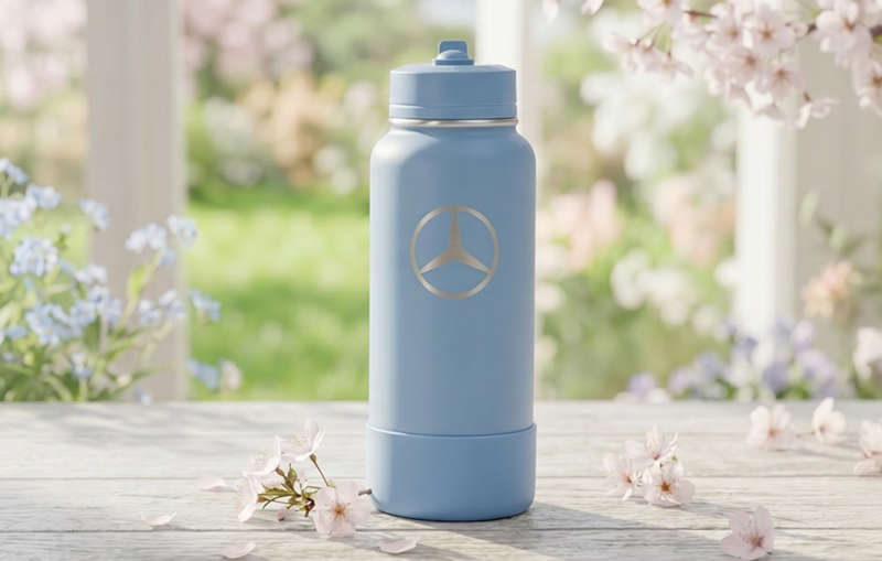 A Mercedes-branded water bottle, which is a perfect Mother's Day gift
