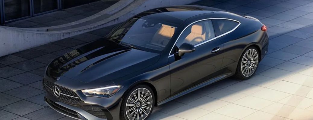 Front-quarter view of the 2026 Mercedes-Benz CLE Coupe Black