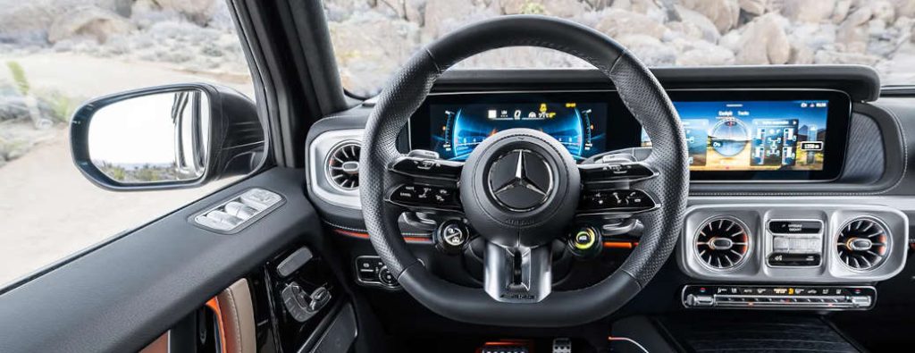 The advanced displays including Invisible Hood on the 2026 G-Class Mercedes-Benz