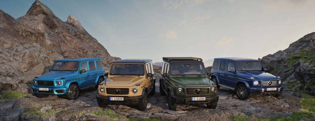The lineup of 2026 Mercedes-Benz G-Class models.