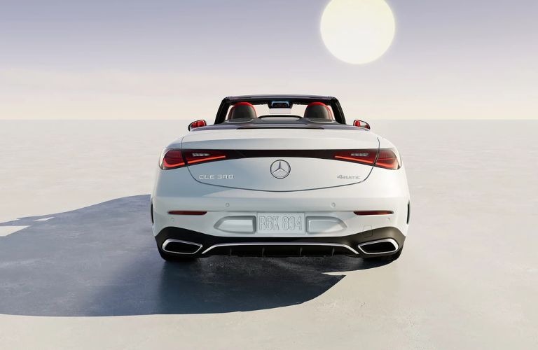 Rear view of the 2026 Mercedes-Benz CLE Cabriolet White