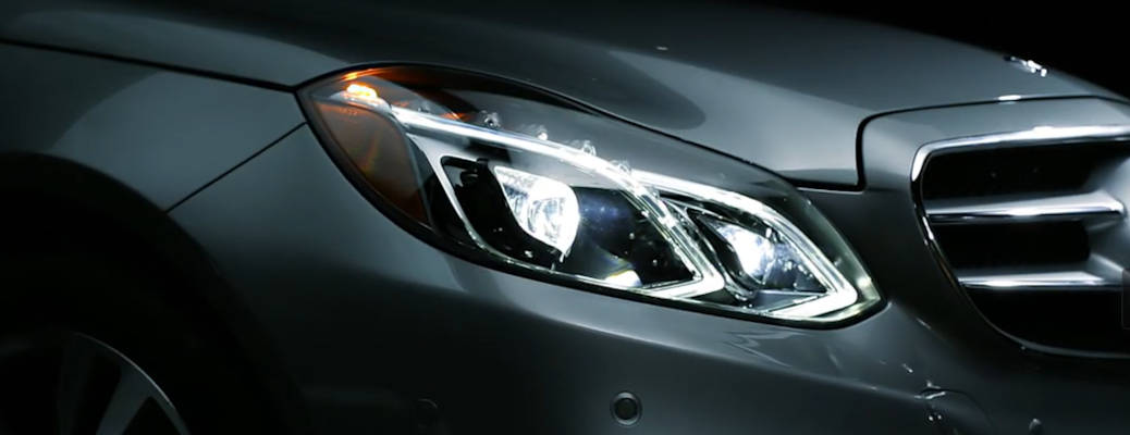 The Mercedes-Benz active headlights on a new Mercedes C-Class