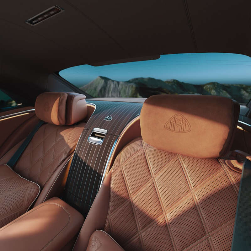 The stitched, reclining rear seats in the 2026 Mercedes-Maybach S-Class sedan