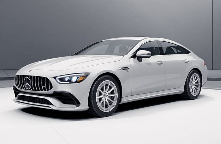 Front-quarter view of the 2022 Mercedes-Benz AMG® GT 53 White