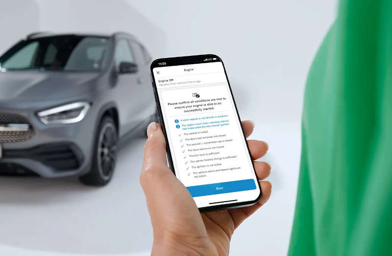 The start engine module - one of the many useful features of the Mercedes-Benz App