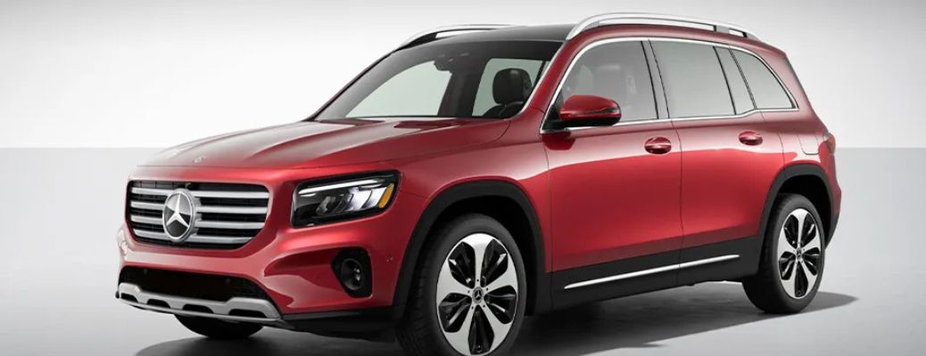 Front-quarter view of the 2026 Mercedes-Benz GLB 250 4MATIC® SUV Red