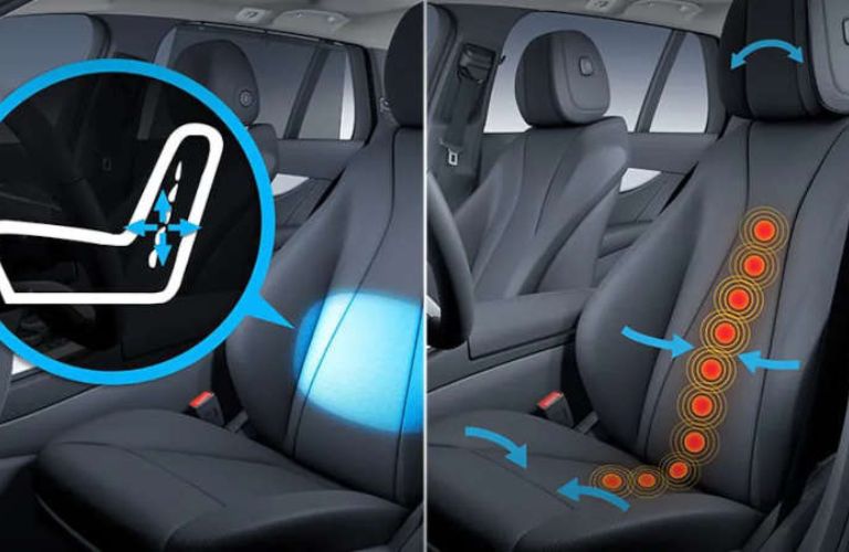 A graphic depicting the heated massage seating in the Maybach EQS 680 SUV