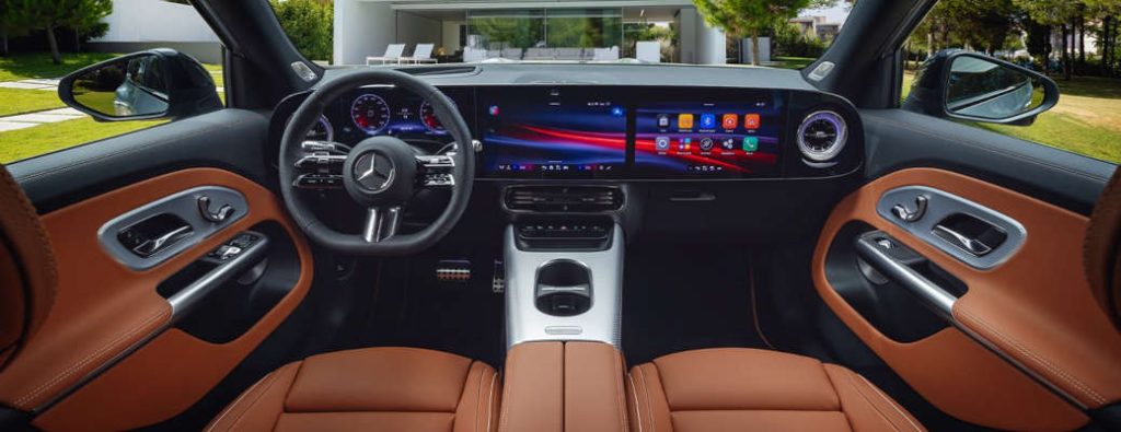 The MB.OS-powered Superscreen in the 2027 Mercedes-Benz GLB SUV, which is excellent for growing families