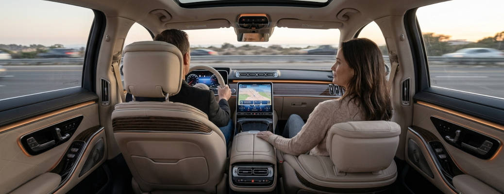 The quiet interior of a Mercedes-Benz equipped with the acoustic comfort package in Scottsdale, AZ
