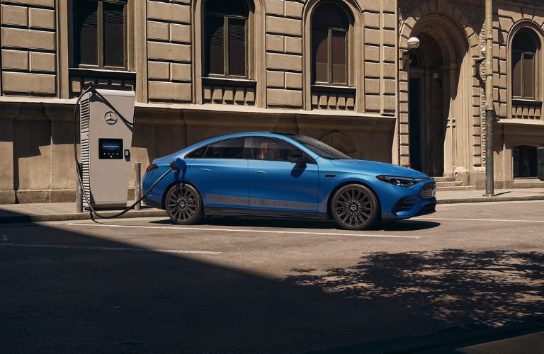 2027 CLA 350 Electric 4MATIC® Sedan Blue charging