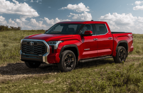 Front-quarter view of the Used Toyota Tundra Red