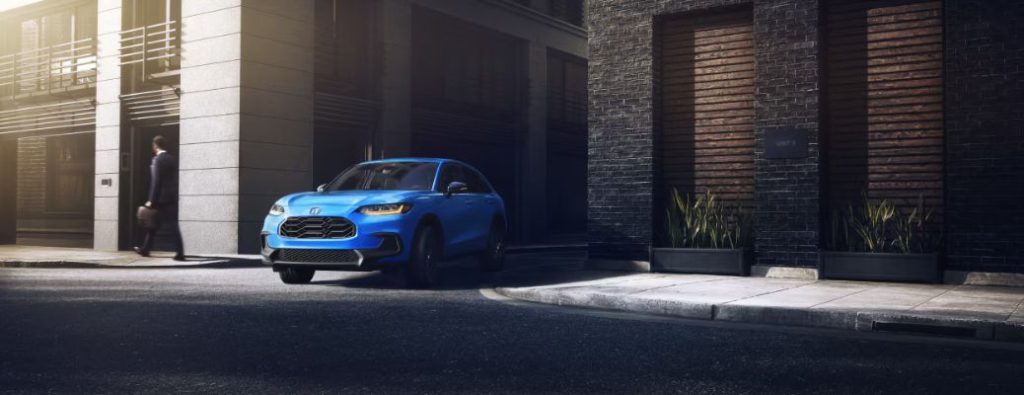 Front-quarter view of the 2026 Honda HR-V Blue