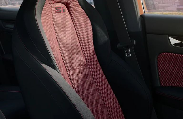 The interior seat of a car is shown.