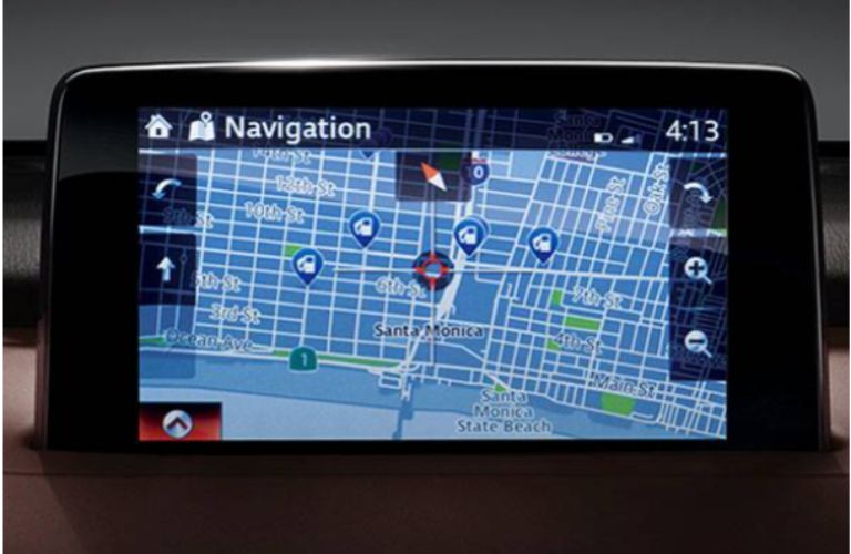 A digital screen displaying navigation