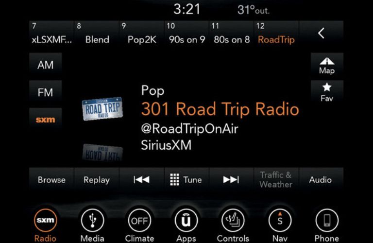 SiriusXM Services available on Chrysler, Dodge, Jeep, and RAM models