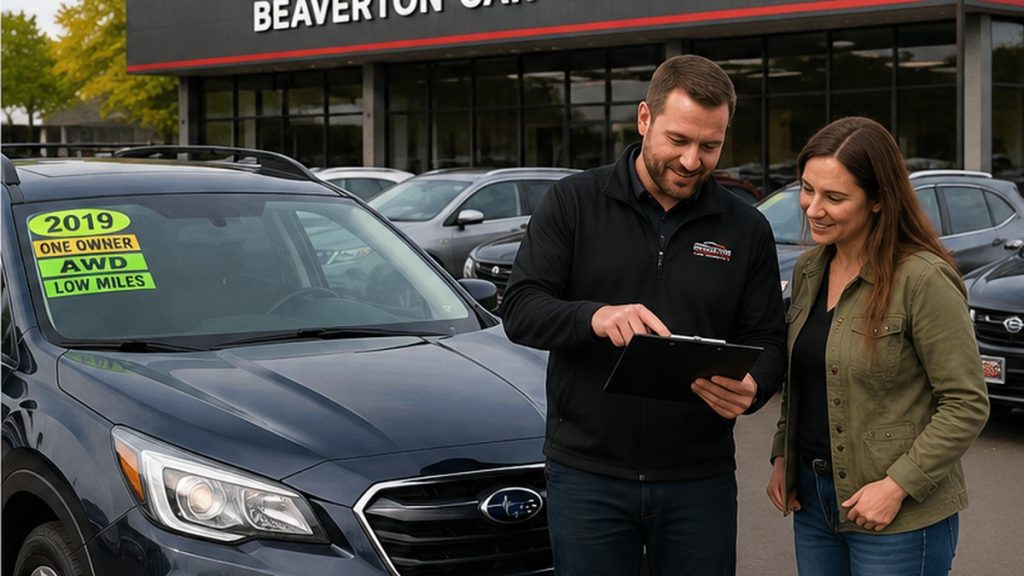 Used vehicle being inspected at Beaverton Car Company in Hillsboro Oregon