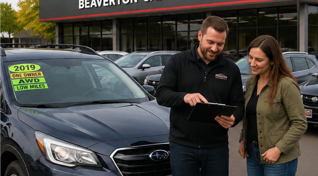Used vehicle being inspected at Beaverton Car Company in Hillsboro Oregon