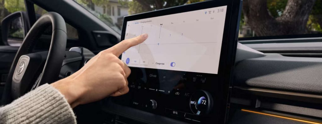 The charging information in the 2026 Toyota bZ infotainment system