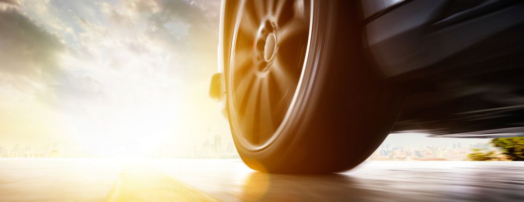 Close-up of a tire on the road