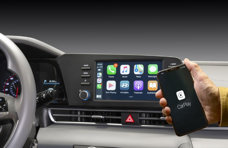 A touchscreen display with Apple CarPlay