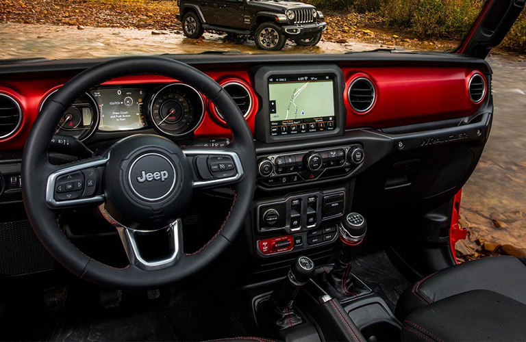 2019 Jeep Wrangler steering wheel and dashboard