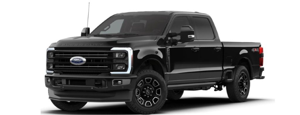 An F-250 truck in black on a white background