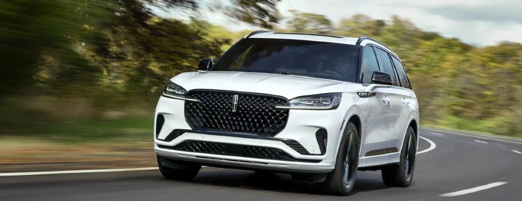 2026 Lincoln Aviator front view on a road