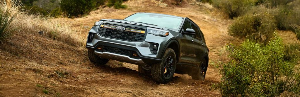 2026 Ford Explorer driving on a slope