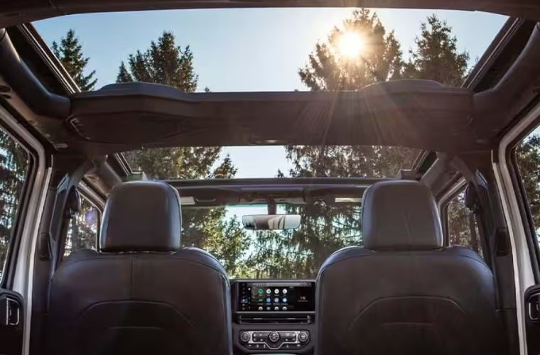 2026 Jeep Wrangler seating and sunroof view