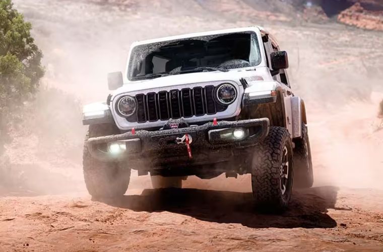 2026 Jeep Wrangler front view in sand