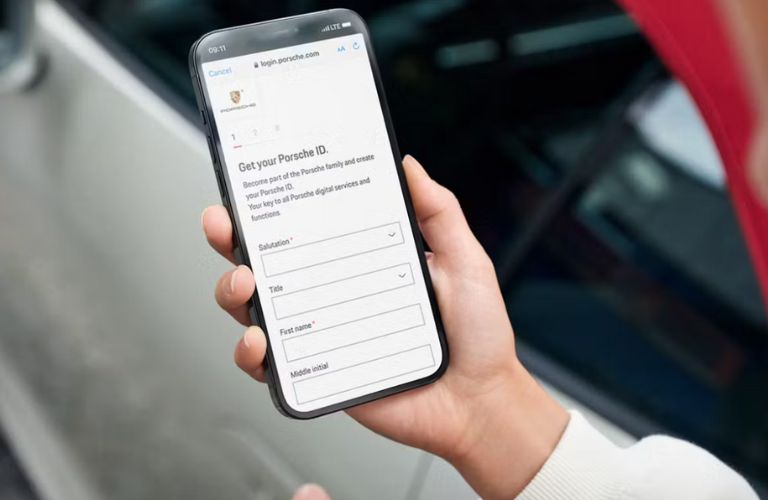 image of a hand registering on the My Porsche App