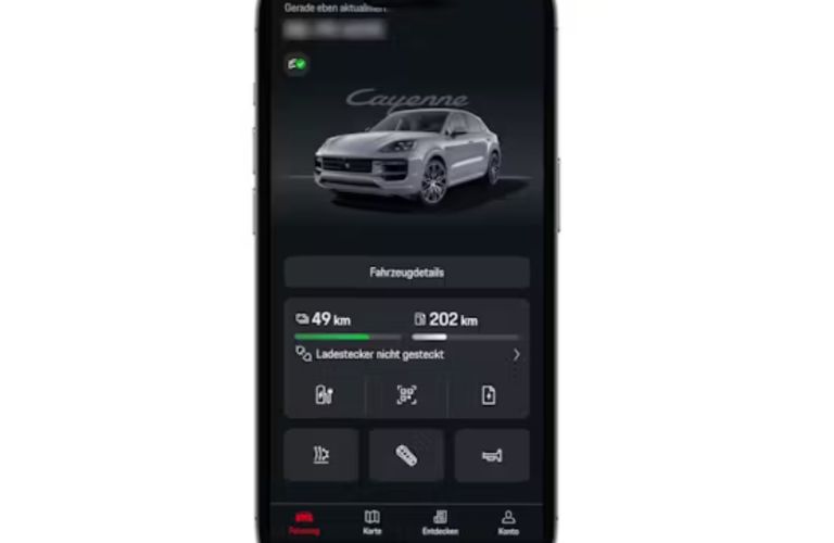 My Porsche App open on a phone