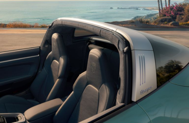 rear seat of the new 2026 Porsche 911 with top open
