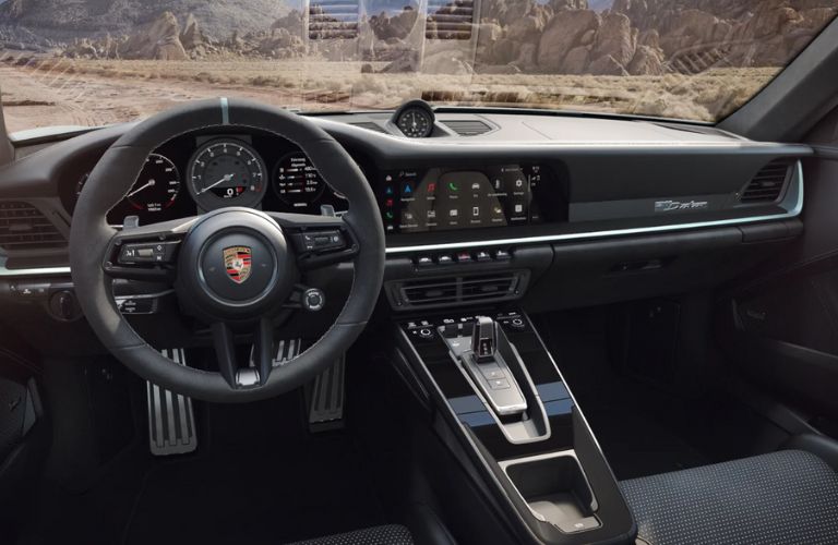 cockpit of the Porsche 911 Dakar