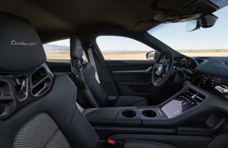 cockpit of the Porsche Taycan Turbo GT with the Weissach Performance Package
