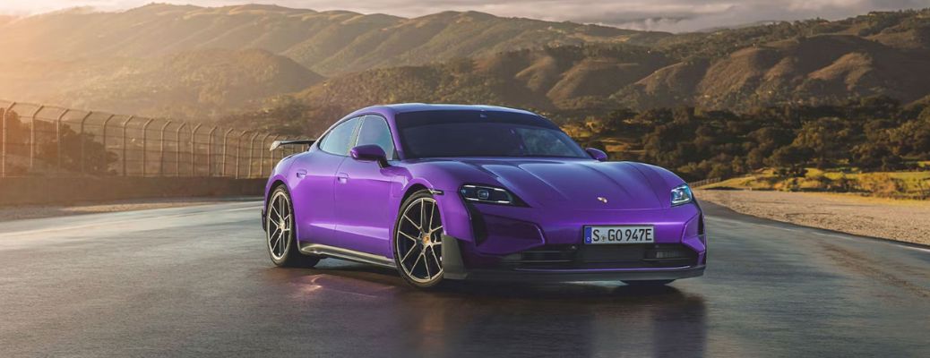 Front-quarter view of the 2026 Porsche Taycan Turbo GT