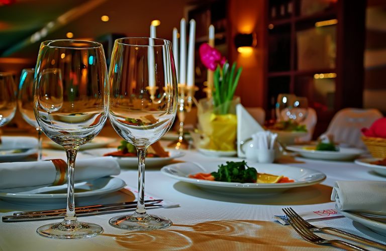 dishes in a restaurant