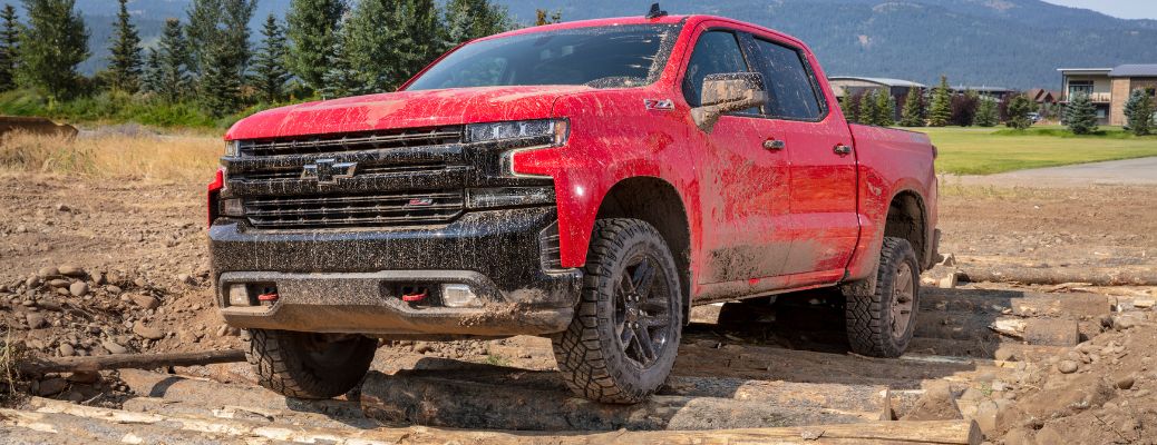 front view of a 2019 Chevy Truck off-roading
