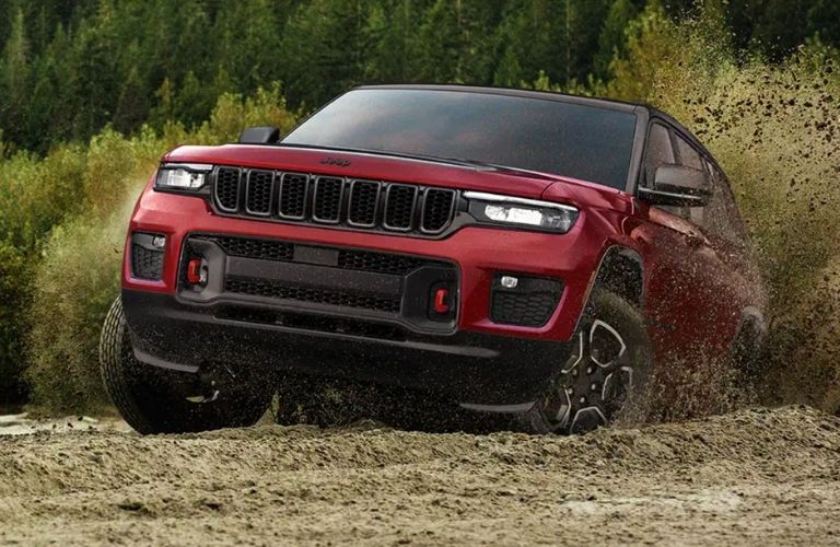 front view of a Jeep off-roading