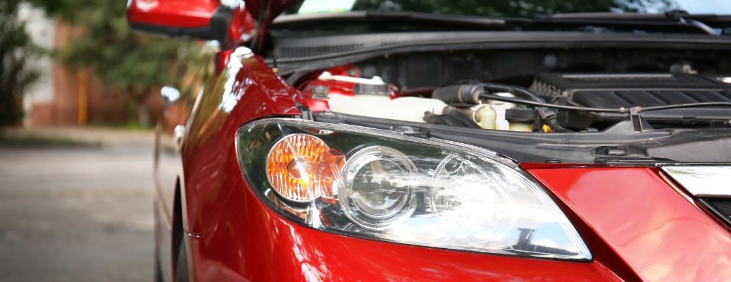 close up of a car with its hood open