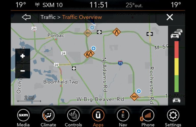 image of maps on a Jeep's screen